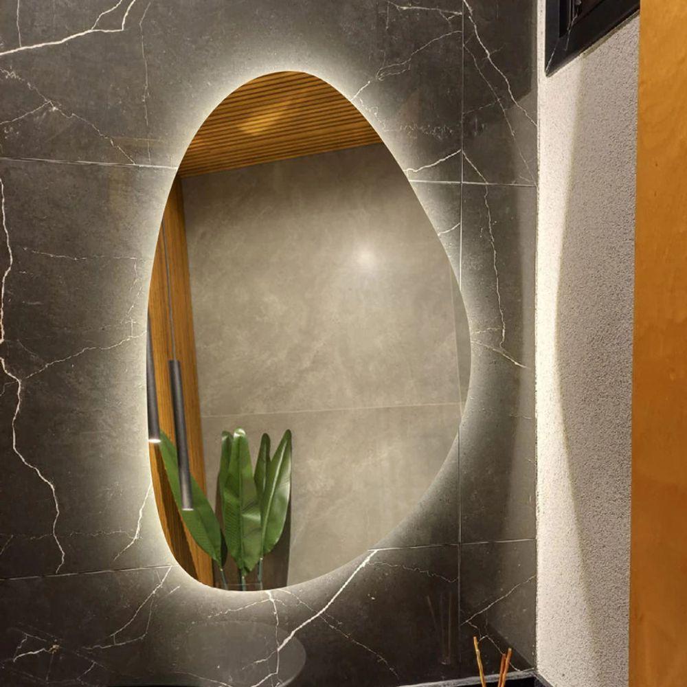Espelho Orgânico Com LED À Pilha Ou Fonte Decorativo Quente A Pilha 51x80 - 4