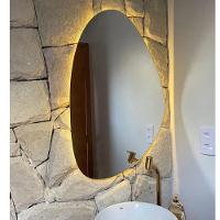 Espelho Orgânico Com LED À Pilha Ou Fonte Decorativo Quente A Pilha 51x80 - 3
