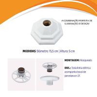 Luminária Plafonier Plafon Pirâmide Branco Lâmpada Teto E27 Soquete Bocal Porcelana Bivolt 100W