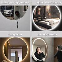 Espelho Decorativo Redondo LED Branco Frio Ou Quente Com Suporte Branco Quente - 5