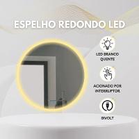 Espelho Decorativo Redondo LED Branco Frio Ou Quente Com Suporte Branco Quente - 6