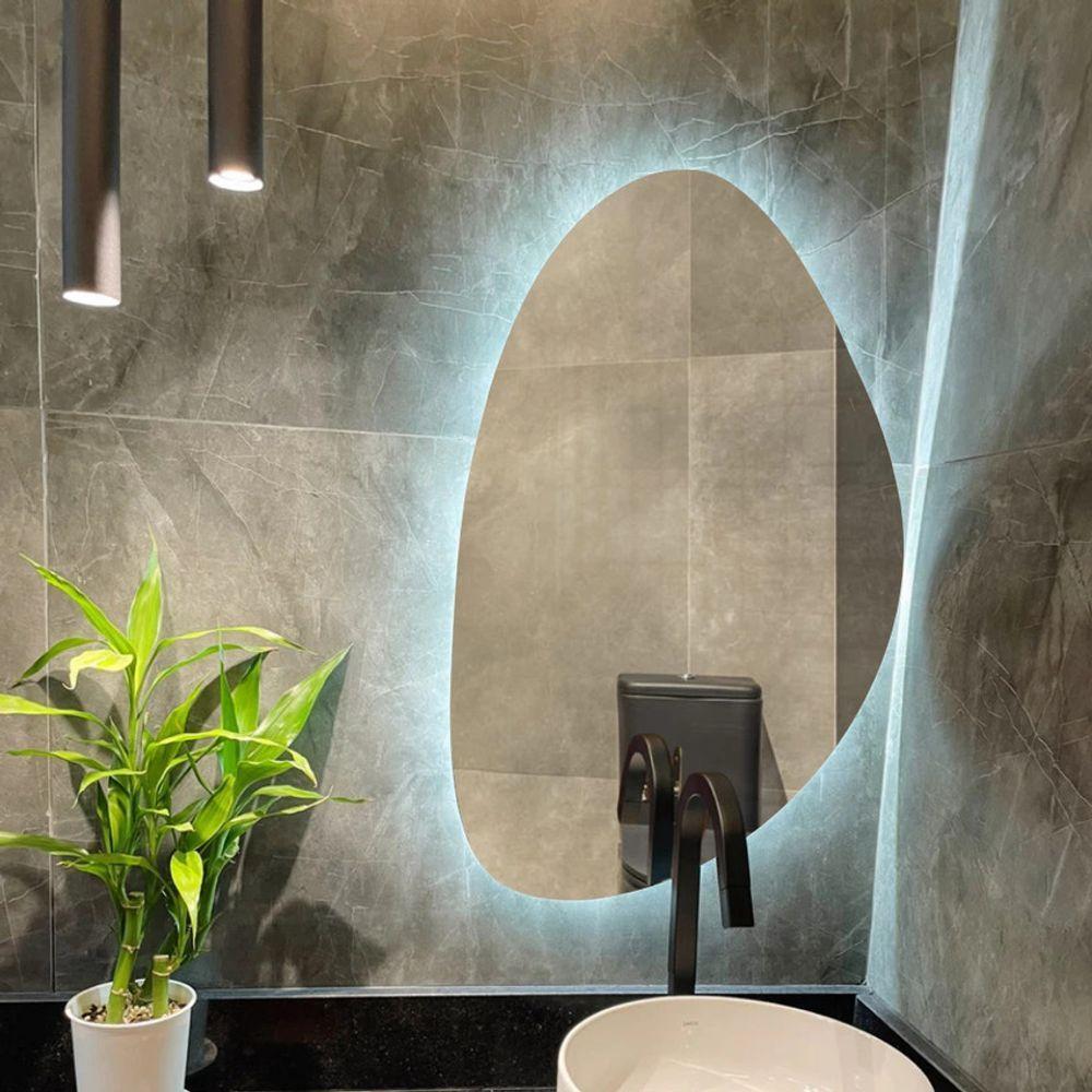 Espelho Orgânico Com LED À Pilha Ou Fonte Decorativo Frio A Pilha 45x70 - 2