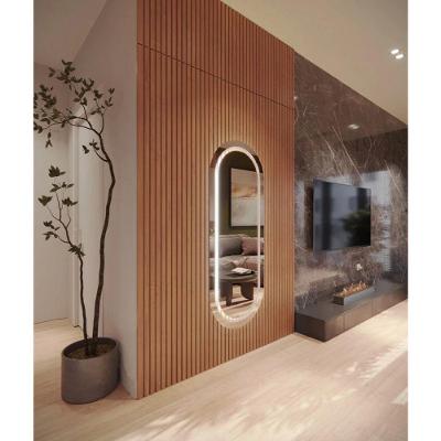Espelho Oval Corpo Inteiro 170cm x 70cm Polido LED Jateado Luz Branca Ou Amarela Sala Quarto Banheiro Frio