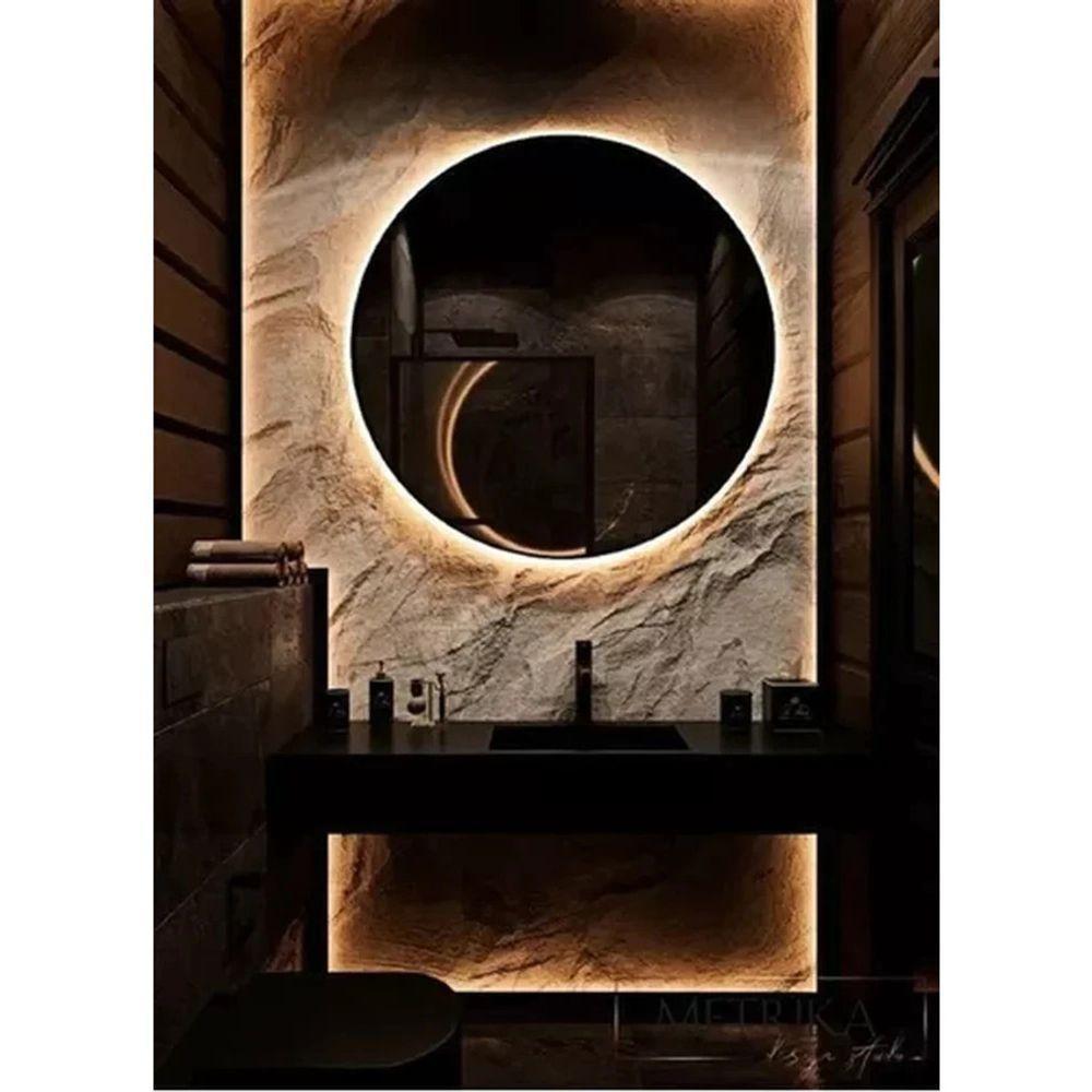 Espelho Decorativo Redondo LED Branco Frio Ou Quente Com Suporte Branco Quente - 4