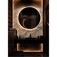 Espelho Decorativo Redondo LED Branco Frio Ou Quente Com Suporte Branco Quente