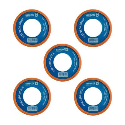 Kit 5 Fitas Veda Rosca 12mm 10 Metros Vedação Hidráulica Canos Torneiras Teflon