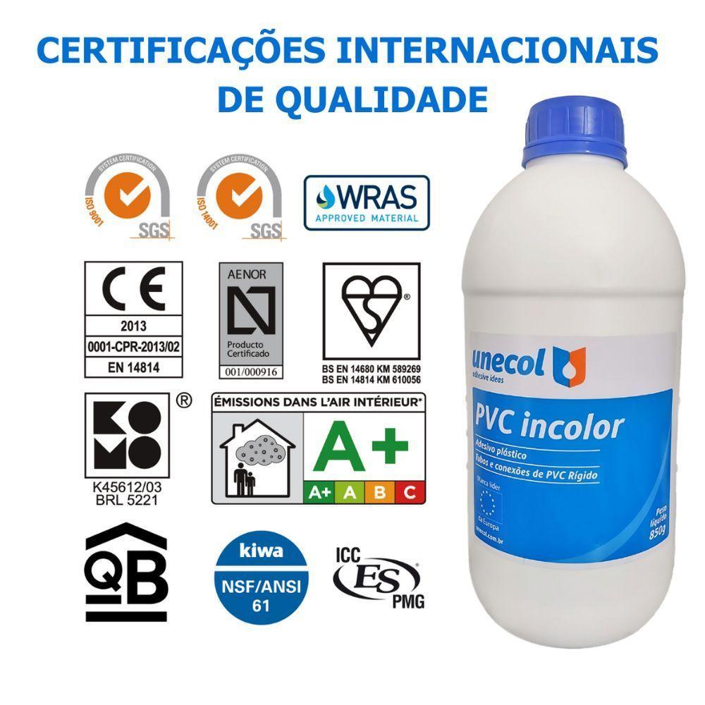 Kit 2 Colas Cano PVC Adesivo Plástico Frasco 850g Unecol Profissional Resistente Forte Secagem Rápida - 2