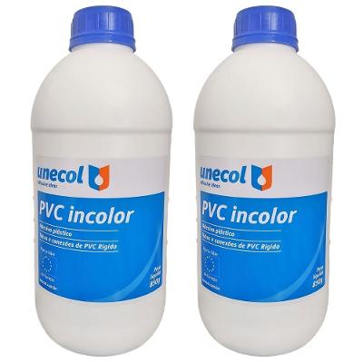 Kit 2 Colas Cano PVC Adesivo Plástico Frasco 850g Unecol Profissional Resistente Forte Secagem Rápida