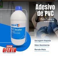 Kit 2 Colas Cano PVC Adesivo Plástico Frasco 850g Unecol Profissional Resistente Forte Secagem Rápida