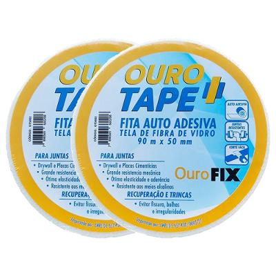 Kit 2 Fitas Telada 90m x 50mm Fibra De Vidro Drywall Gesso Junta Trincas Isopor Auto-adesiva Trançada