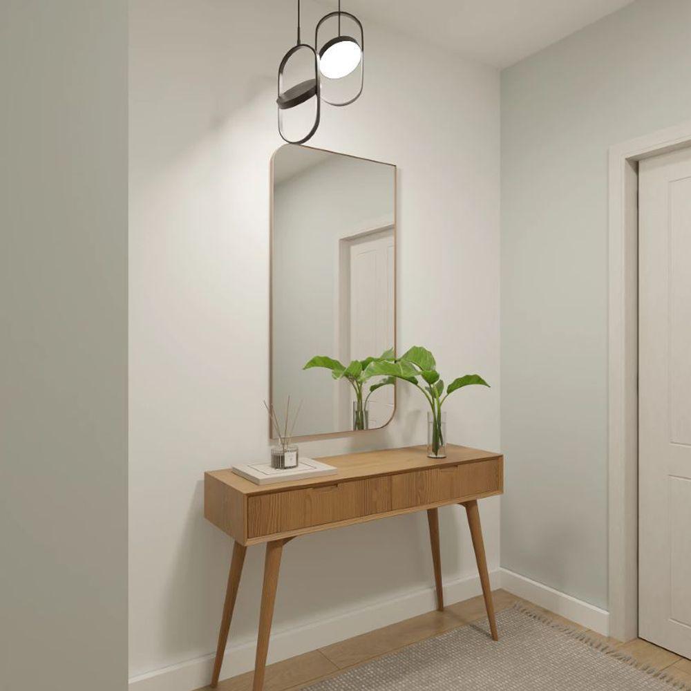 Espelho Orgânico Moldura Couro 110x50cm 150x60cm 170x70cm Corpo Inteiro Quarto Sala 110cm x 50cm - 1