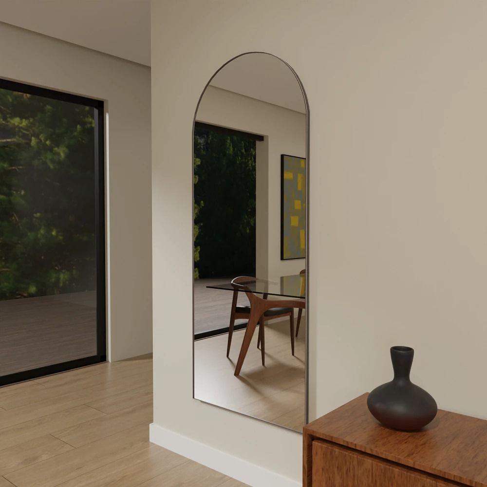 Espelho Janela Moldura em Couro 115cm 150cm 170cm Corpo Inteiro Luxo Com Suporte 150cm x 60cm - 1