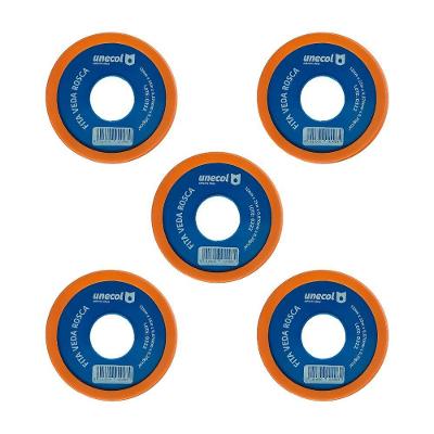 Kit 5 Fitas Veda Rosca 12mm 50 Metros Vedação Hidráulica Canos Torneiras Teflon