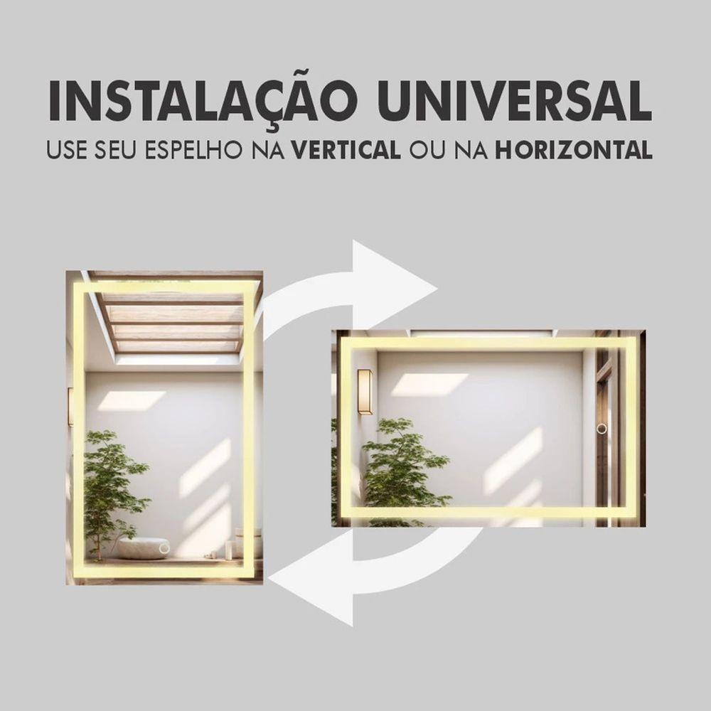 Espelho Jateado Com 3 Tons De LED e Touch Screen Fonte Slim 80x60 - 8