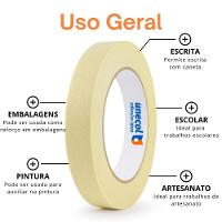 Kit 12 Fita Crepe 18mmx10m Uso Geral Resistente Alta Fixação Pintura Artesanato Escolar - 5