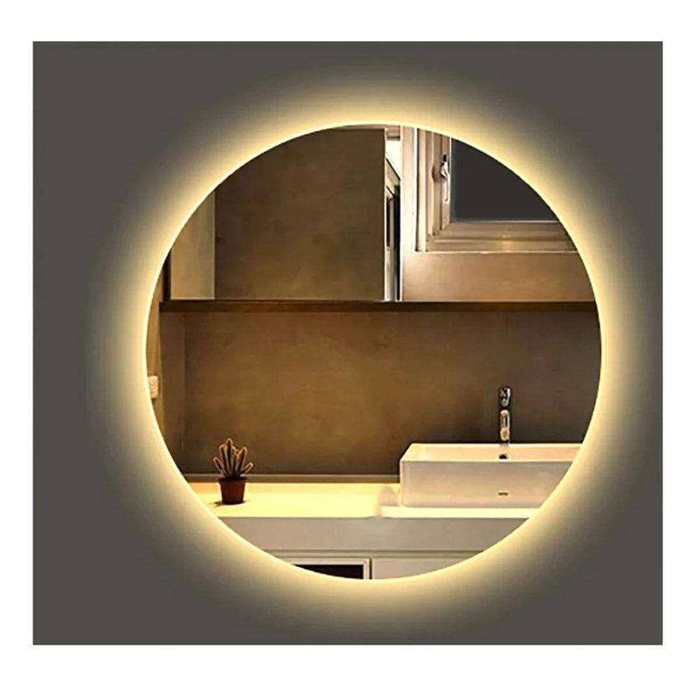 Espelho Decorativo Redondo LED Branco Frio Ou Quente Com Suporte Branco Quente - 2