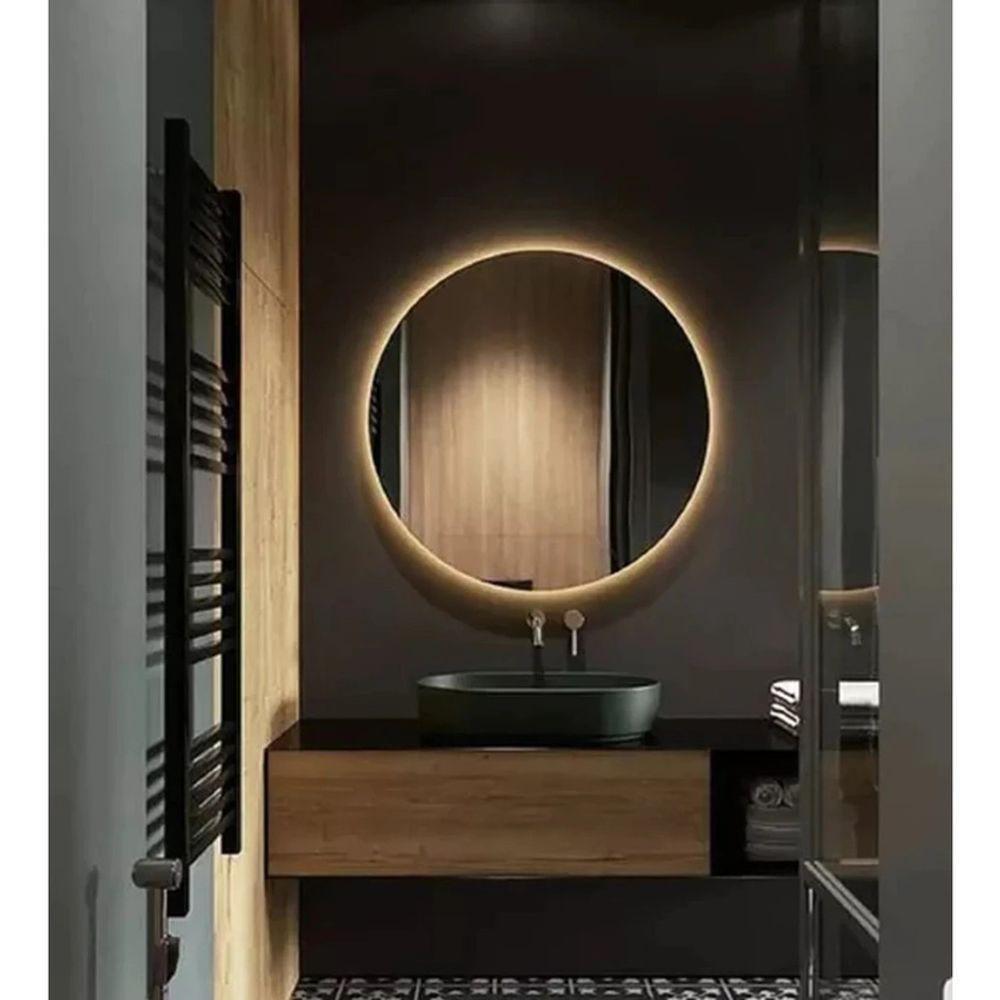 Espelho Decorativo Redondo LED Branco Frio Ou Quente Com Suporte Branco Quente - 3