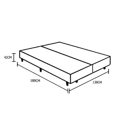 Base Box Casal Bipartido Sintético Branca - 42X138X188