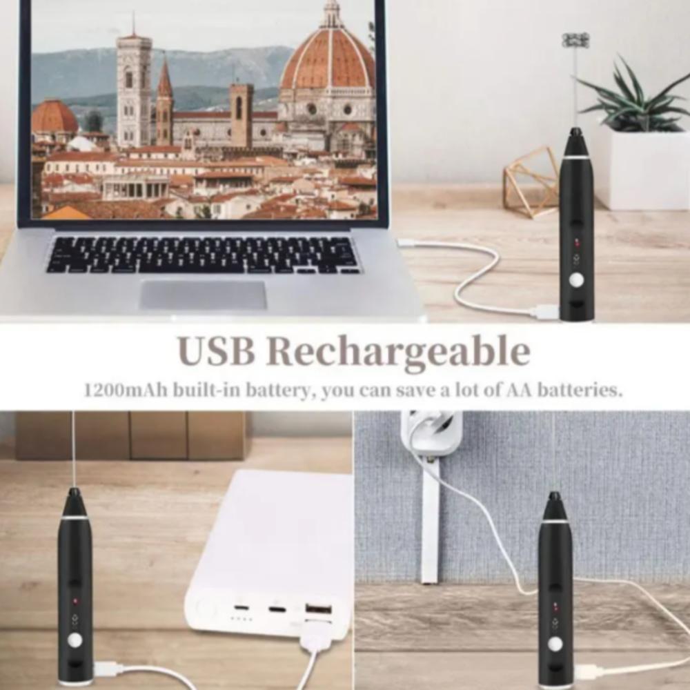 Kit Batedeira Mini Mixer Eletrico Misturador 2 Em 1 Portatil Sem Fio Recarregavel Multiuso Espumador - 4