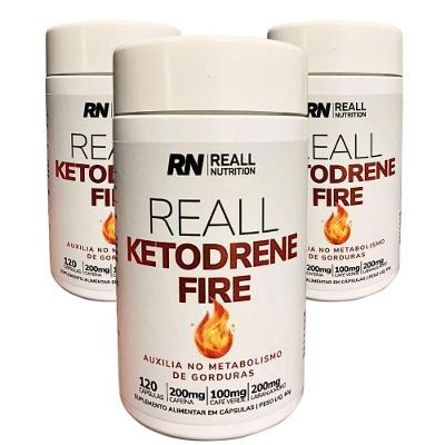 Combo 3 Termogênico Ketodrene Emagrecimento Reall Nutrition Sabor Original