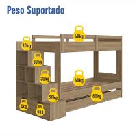 Cama Treliche Infantil Bicama Menino Menina 2,32m Com Escada, Nichos E Gavetas Aveiro Oak - 5