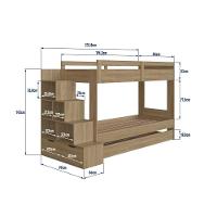Cama Treliche Infantil Bicama Menino Menina 2,32m Com Escada, Nichos E Gavetas Aveiro Oak - 6