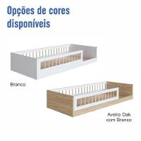 Cama Infantil De Chão Montessoriana Menino E Menina Solteiro 194cm Com Grade Proteção Branco - 9