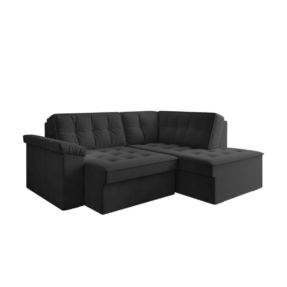 Sofá De Canto Retrátil 5 Lugares Grécia Cinza Suede Cinza - 1