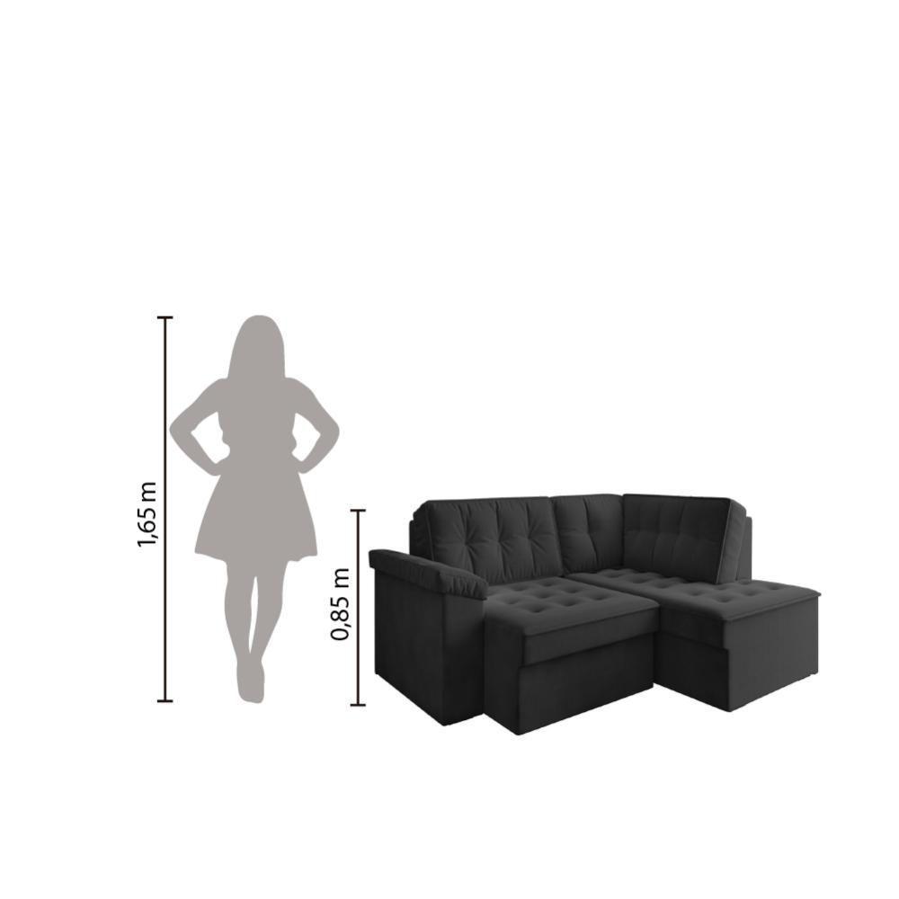 Sofá De Canto Retrátil 5 Lugares Grécia Cinza Suede Cinza - 2