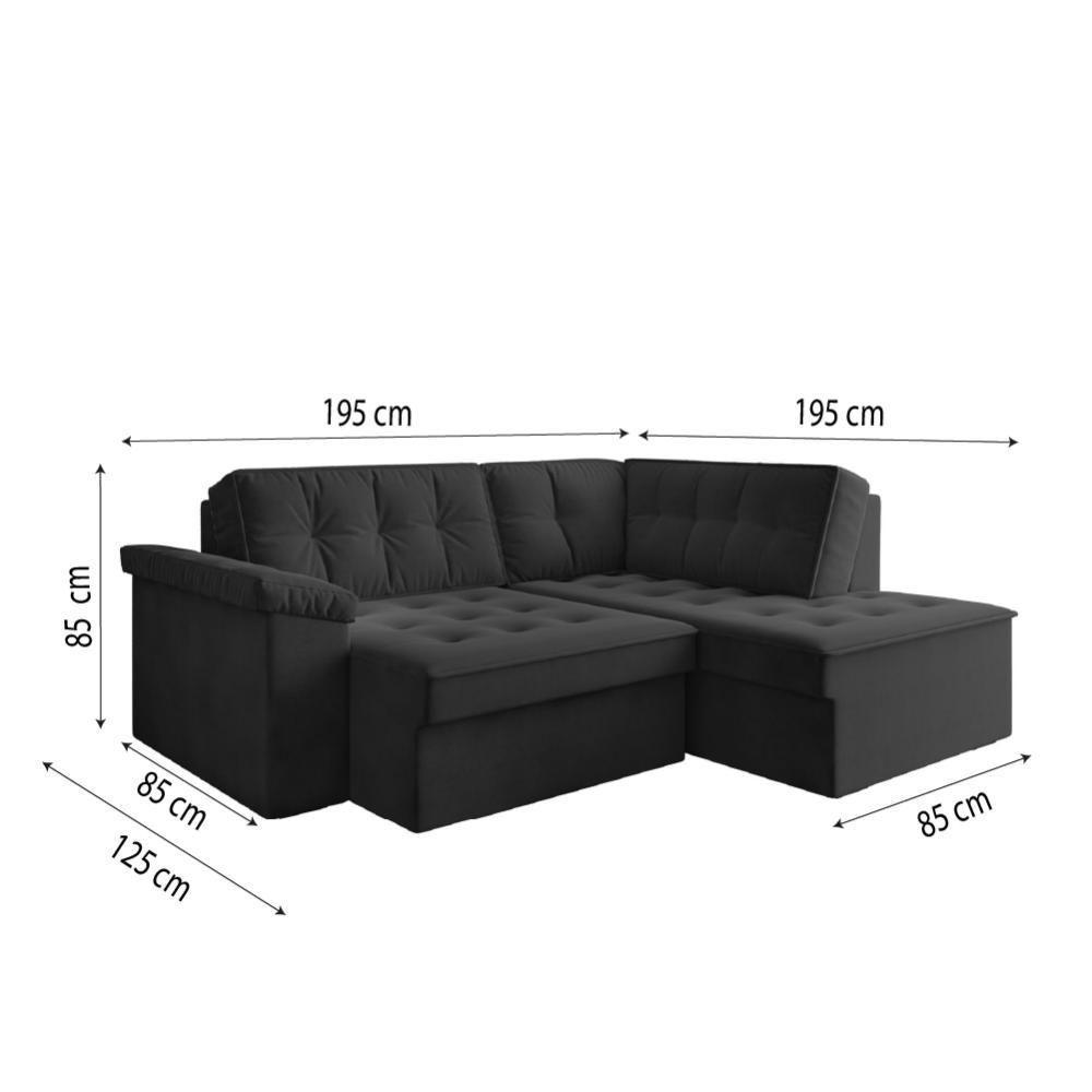 Sofá De Canto Retrátil 5 Lugares Grécia Cinza Suede Cinza - 4