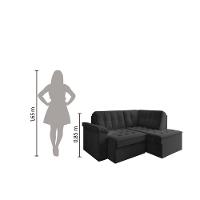 Sofá De Canto Retrátil 5 Lugares Grécia Cinza Suede Cinza - 2