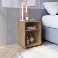 Kit 02 Mesa De Cabeceira Nicho 38,5cm Com Pé E Prateleira Aveiro Oak