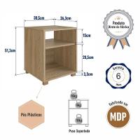 Kit 02 Mesa De Cabeceira Nicho 38,5cm Com Pé E Prateleira Aveiro Oak - 7
