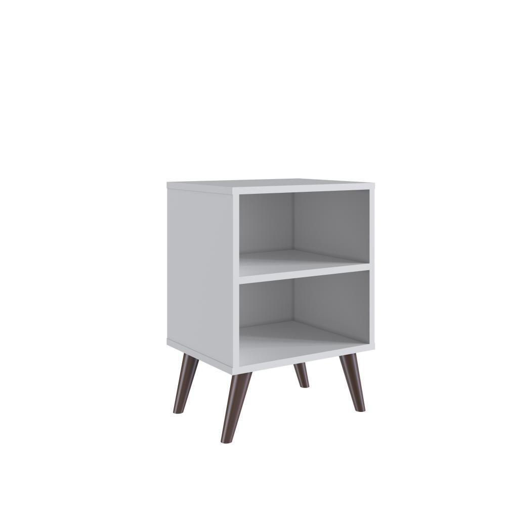 Mesa De Cabeceira Nicho 39cm Com Prateleira E Pés Palito Retrô Branca - 2