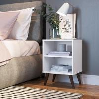 Mesa De Cabeceira Nicho 39cm Com Prateleira E Pés Palito Retrô Branca - 1