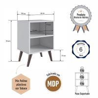 Mesa De Cabeceira Nicho 39cm Com Prateleira E Pés Palito Retrô Branca