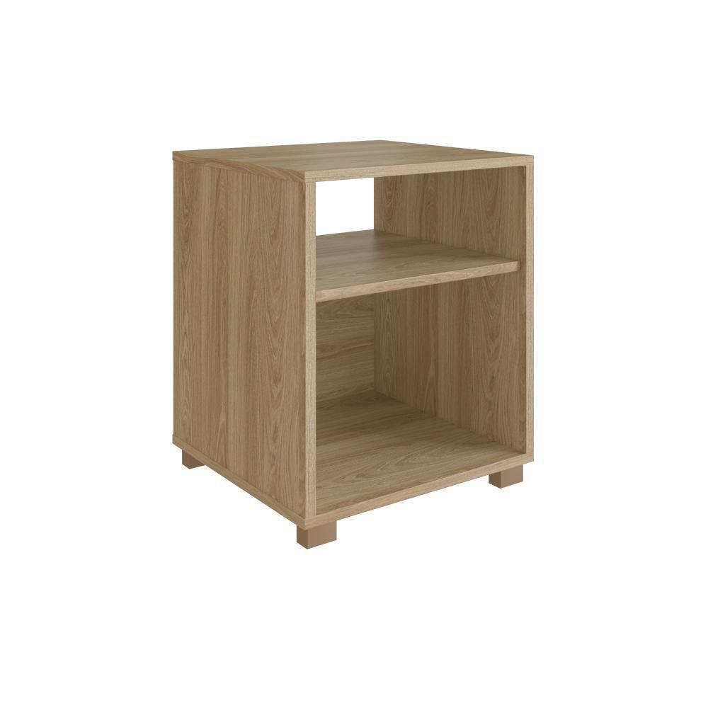 Mesa De Cabeceira Nicho 38,5cm Com Pé E Prateleira Aveiro Oak - 7
