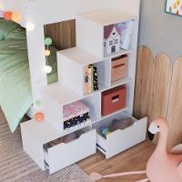 Cama Treliche Infantil Bicama Menino Menina 2,32m Com Escada, Nichos E Gavetas Branca - 3