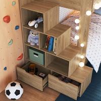 Cama Treliche Infantil Bicama Menino Menina 2,32m Com Escada, Nichos E Gavetas Aveiro Oak - 3