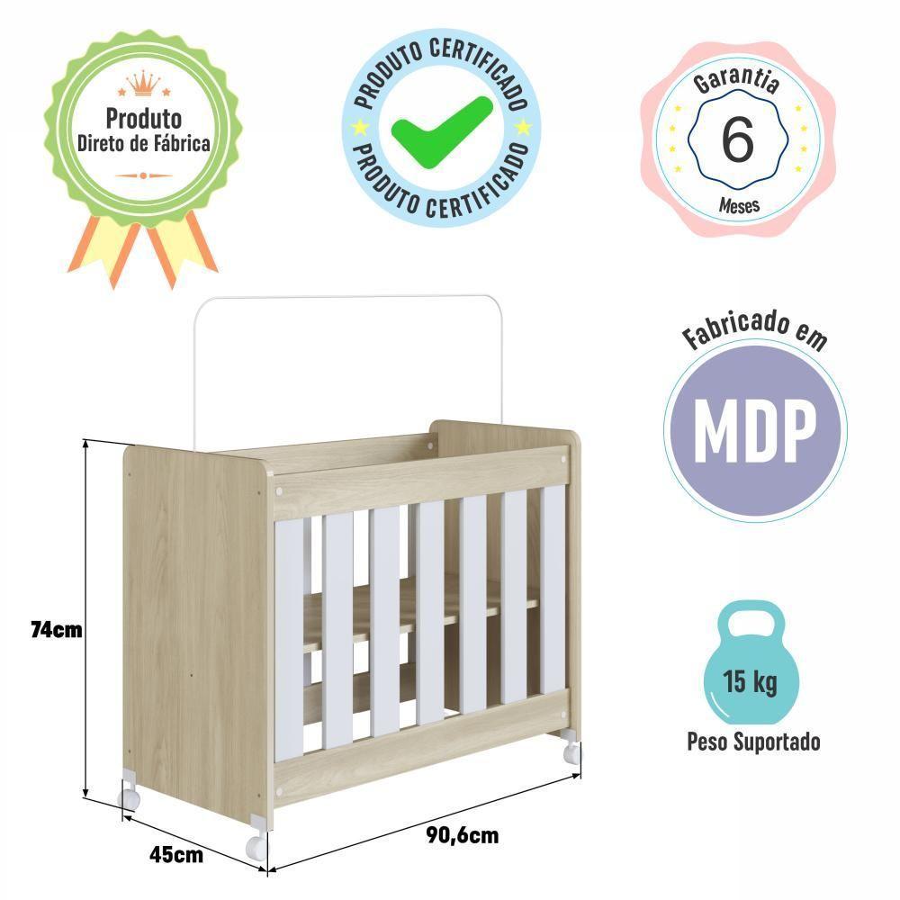 Mini Berço Infantil Moisés Multifuncional 4 Em 1 Com Rodas Para Quarto De Bebê Carvalho Araguaia - 8