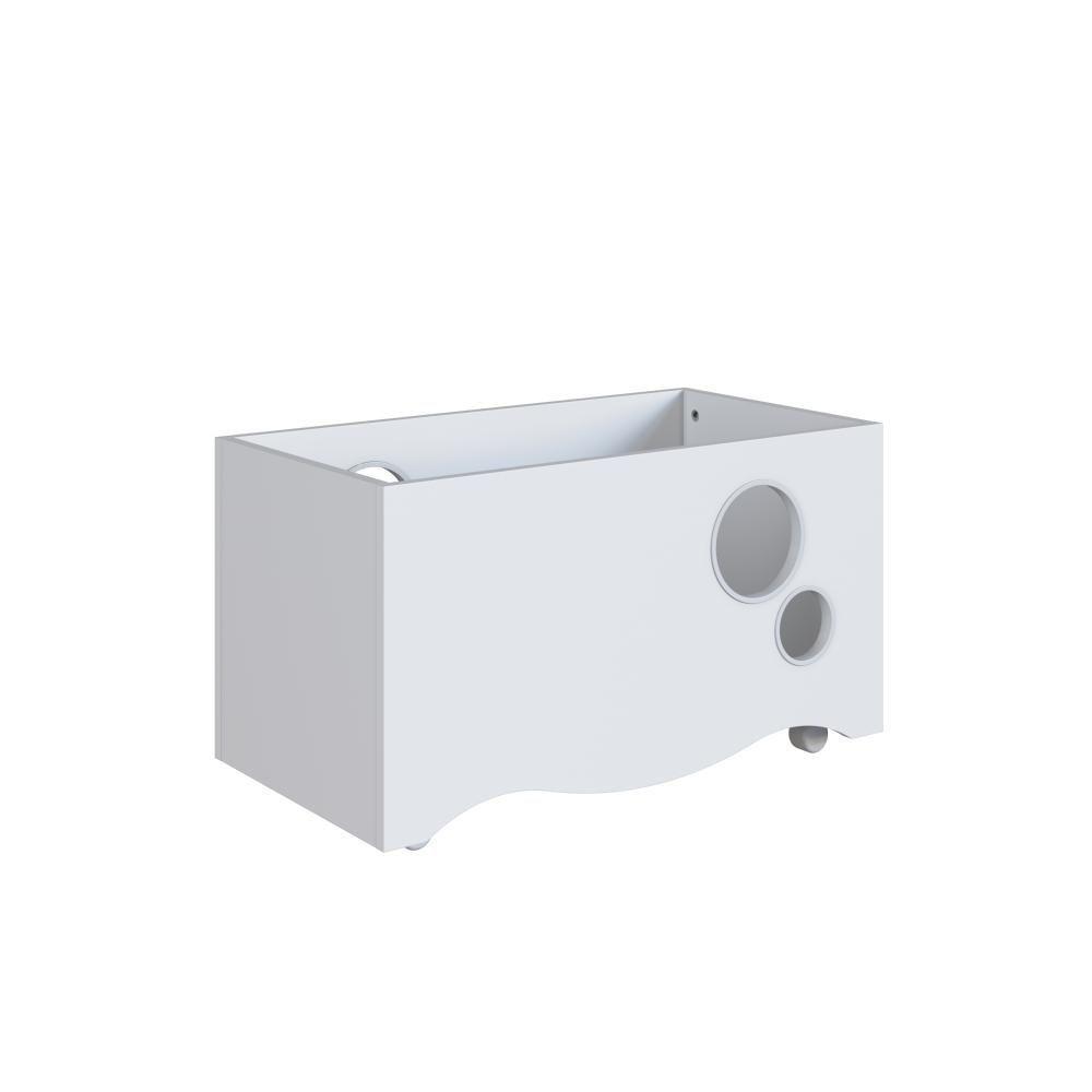 Caixa Baú Infantil Organizadora De Brinquedos E Livros Com Rodas Branco - 2