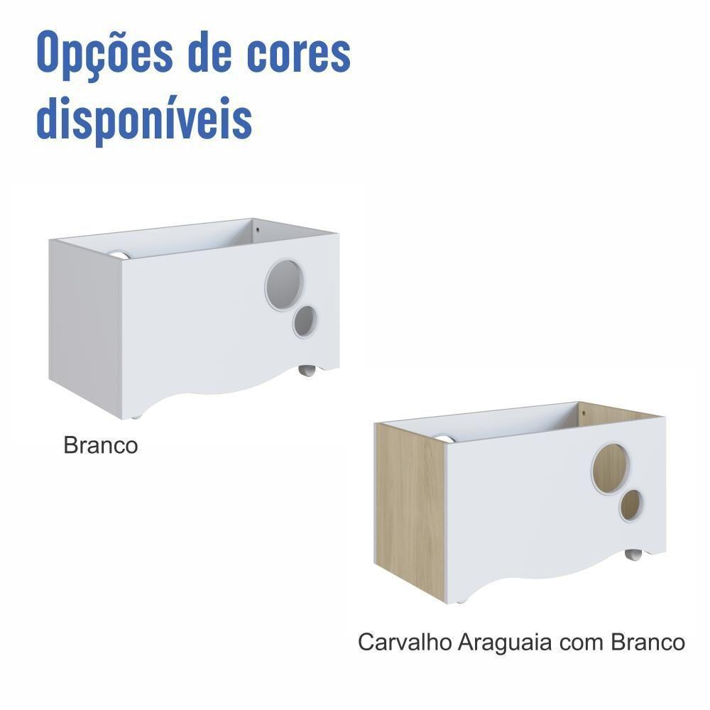 Caixa Baú Infantil Organizadora De Brinquedos E Livros Com Rodas Branco - 6