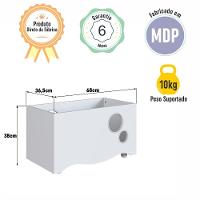 Caixa Baú Infantil Organizadora De Brinquedos E Livros Com Rodas Branco - 5