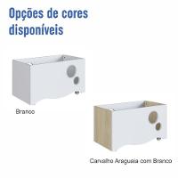 Caixa Baú Infantil Organizadora De Brinquedos E Livros Com Rodas Branco - 6