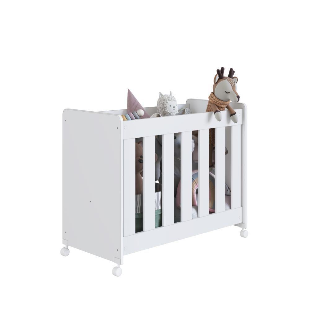 Mini Berço Infantil Moisés Multifuncional 4 Em 1 Com Rodas Para Quarto De Bebê Branco - 5