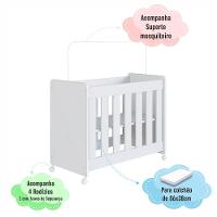 Mini Berço Infantil Moisés Multifuncional 4 Em 1 Com Rodas Para Quarto De Bebê Branco - 7