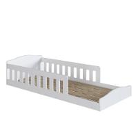 Cama Infantil De Chão Montessoriana De Solteiro Menino Menina Com Grade Proteção Branco - 2