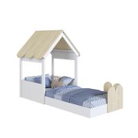 Cama Infantil Montessoriana Casinha Com Telhado Em Mdp Para Colchão 188x78cm Carvalho Araguaia - 5