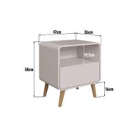 Kit Conjunto 02 Mesas De Cabeceira Canto Curvo Com Nicho 01 Gaveta E Pés Palito Retrô Bege Dunas - 5