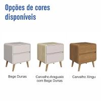 Mesa De Cabeceira Canto Curvo Com 02 Gavetas E Pés Palito Retrô Carvalho Xingu - 7
